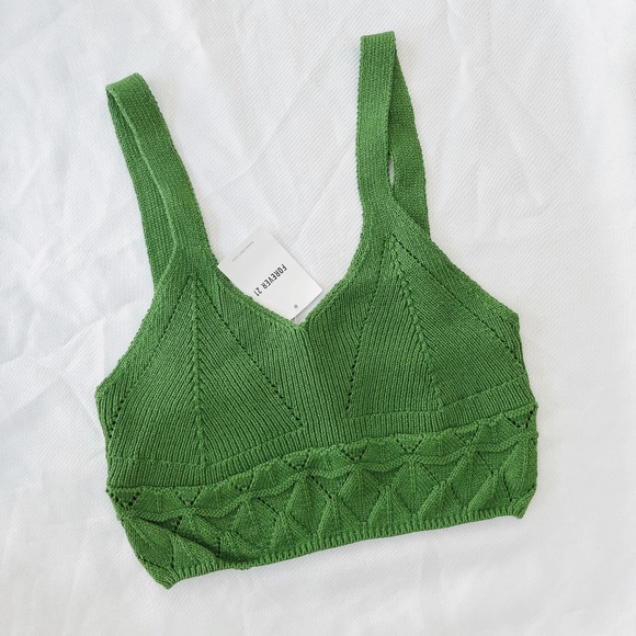 green knit cropped tank top - Picture 3 of 7